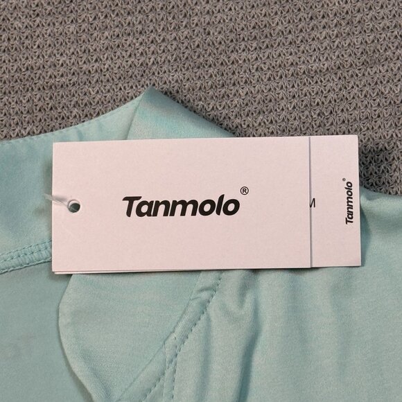 Tanmolo V-Neck Activewear Top Womens Sz S Mint Green Perforated Cap Sleeves NWT - Picture 8 of 16